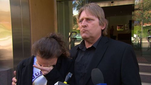 Braxton's biological parents Johnny Slager and Vanessa Naumovska outside of court. (9NEWS)