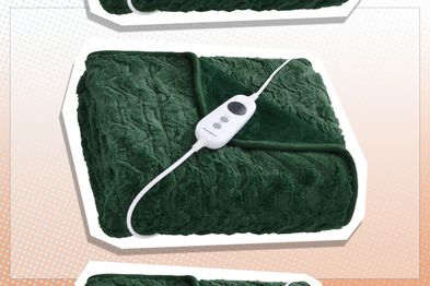 9PR: Dreamaker Luxurious Faux Fur 500GSM Electric Heated Snuggle Blanket, 160cm x 120cm, Eden Green