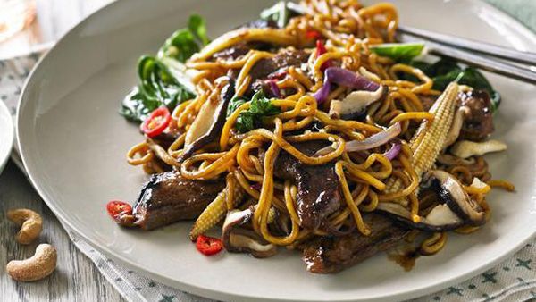 Hayden Quinn's stir-fried beef with Asian greens