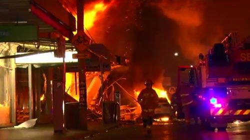 Fire engulfs the Rozelle store in September, 2014. (AAP)