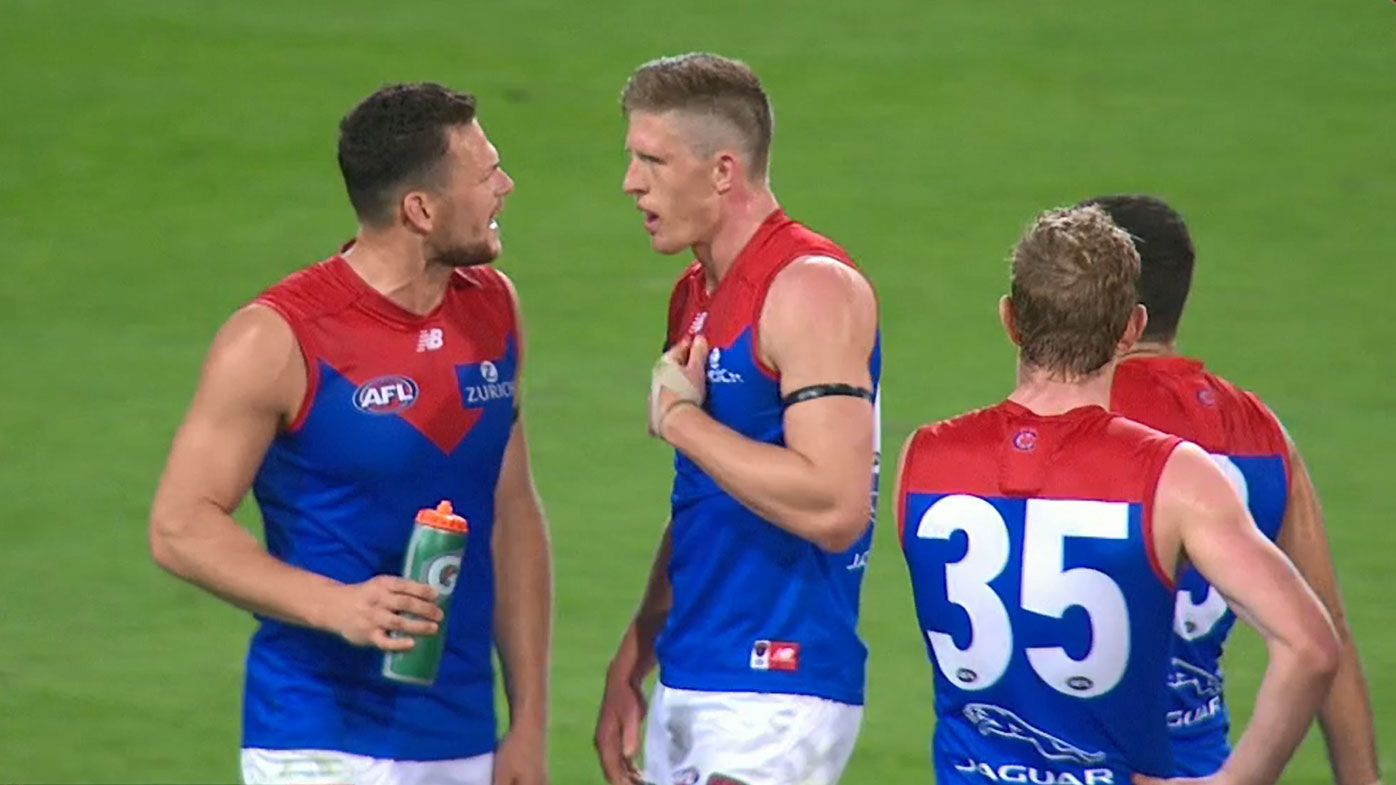 Melbourne coach Simon Goodwin describes heated May-Frost exchange as 'healthy' after loss