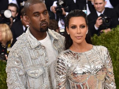 Kanye West and Kim Kardashian at the Costume Institute Gala at Metropolitan Museum of Art on May 2, 2016 in New York City