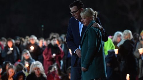 Premier Daniel Andrews and his wife Catherine were among thousands at the Melbourne vigil. (AAP)