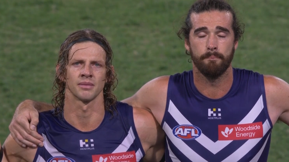 Fremantle Dockers vs Sydney Swans, on-field tribute to Cameron McCarthy, Nat Fyfe, Alex Pearce crying