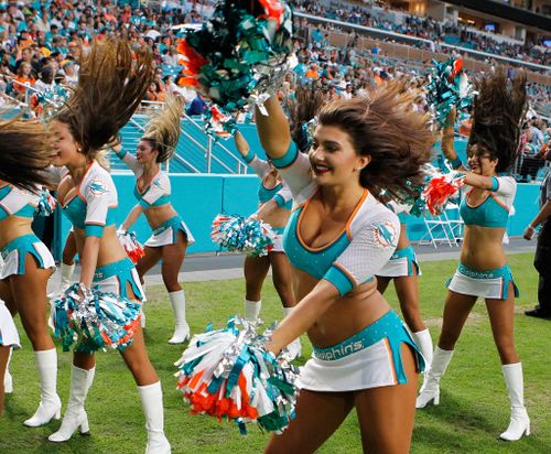 Former Miami Dolphins cheerleader Krisin Ware has filed a complaint with the team and NFL over her treatment based on her virginity and religion.  The women pictured are not involved in the complaint in any way. (Getty)
