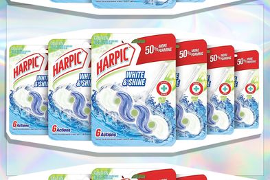 9PR: Harpic White and Shine Lime Fresh Bleach Block Toilet Cleaner 39g, 6 pack