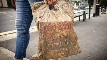 A plastic bag subermerged in soil for three years was shown to still be able to hold shopping (University of Plymouth)