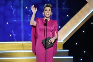 Kelly Clarkson present the award for outstanding performance by a supporting actor in a daytime drama series during the 51st Daytime Emmy Awards on Friday, June 7, 2024, at the Westin Bonaventure in Los Angeles. (AP Photo/Chris Pizzello)