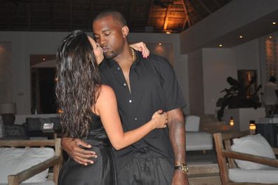 Kanye West, Kim Kardashian, kissing, Instagram photo