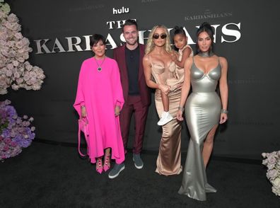 Kris Jenner, Ben Winston, Khloé Kardashian, True Thompson, and Kim Kardashian attend the Los Angeles premiere of Hulu's new show "The Kardashians