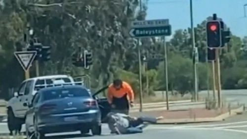 A﻿ violent road rage attack on a Perth taxi driver unfolded in the middle of a turning lane at the busy intersection of Tonkin Highway and Mills Road East in Martin, around 2.30pm yesterday.