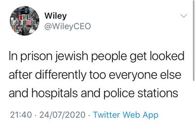 Rapper, Wiley, Twitter, anti-Semitic tweets