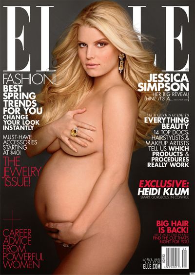 <strong> Jessica Simpson</strong> joined the ranks of pregnant celebs in the buff on a 2012 Elle cover.