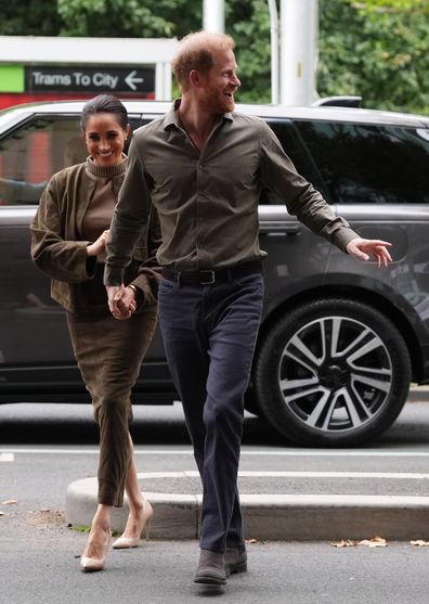 MELBOURNE, AUSTRALIA - APRIL 14: Prince Harry, Duke of Sussex and Meghan, Duchess of Sussex arrive at the Australian National Veterans Arts Museum (Anvam) at Southbank in Melbourne, Australia on April 14, 2026. Meghan and Prince Harry, Duke of Sussex, are on a four-day visit to Australia, with appearances in Melbourne, Canberra and Sydney. (Photo by Jonathan Brady-Pool/Getty Images)