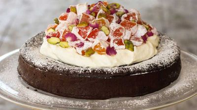 Recipe:&nbsp;<a href="http://kitchen.nine.com.au/2016/06/06/13/29/alanas-turkish-delight-flourless-chocolate-cake" target="_top" draggable="false">Alana's Turkish delight flourless chocolate cake</a>
