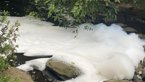The EPA was alerted by the public after foam was spotted in the creek.