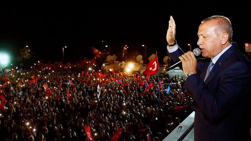 President Recep Tayyip Erdogan addresses supporters. (Photo: AP).