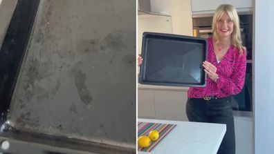 Lynsey Crombie, cleaning expert, used a hack to get this greasy oven tray sparkling again
