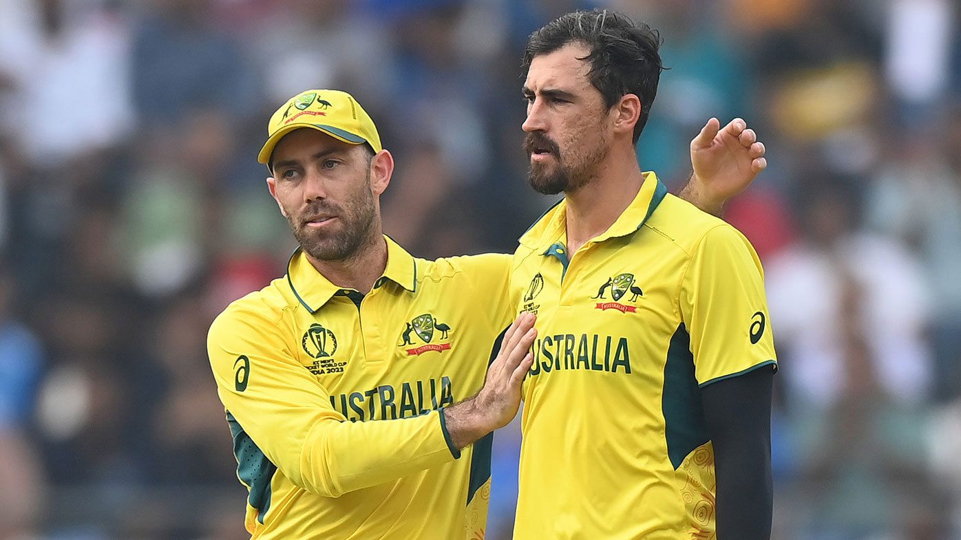 Glenn Maxwell and Mitchell Starc pictured at the 2023 World Cup