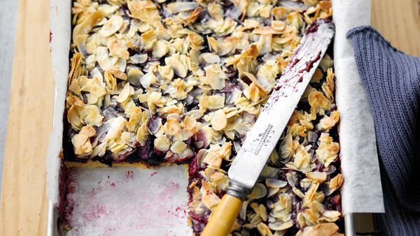 Berry, almond and coconut slice