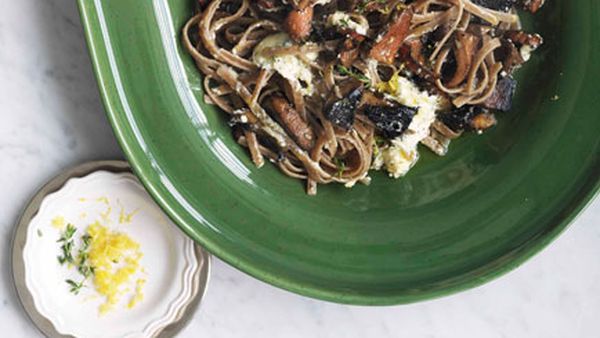 Mushroom, ricotta and thyme with farro linguine