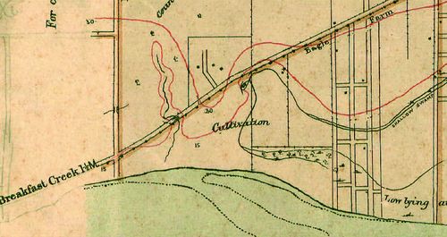 An 1889 map of a historic road in Brisbane, which is now Kingsford Smith Drive. (Image: AAP/Brisbane City Council)
