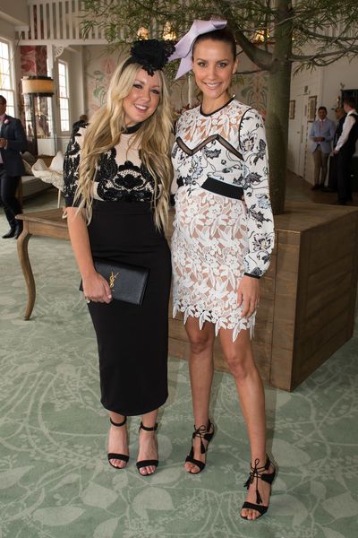 Lola Berry in Mariam Seddiq dress and Rachael Finch in the Emirates marquee.