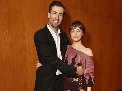LOS ANGELES, CALIFORNIA - JUNE 26: Dave McCary (L) and Emma Stone seen at the Los Angeles Premiere of "Eddington" at DGA Theater Complex on June 26, 2025 in Los Angeles, California.  (Photo by Eric Charbonneau/A24 via Getty Images)