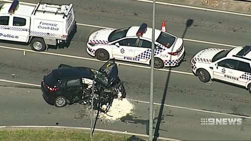 Emergency services at the scene of the crash this morning. (9NEWS)
