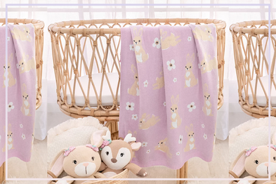 9PR: Living Textiles Lilac Bunny Baby Blanket