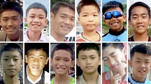 The 12 Thai boys and their soccer coach who were freed from 4km in an underground cave yesterday lost an average of two kilograms each in weight during the ordeal. Picture: Supplied.