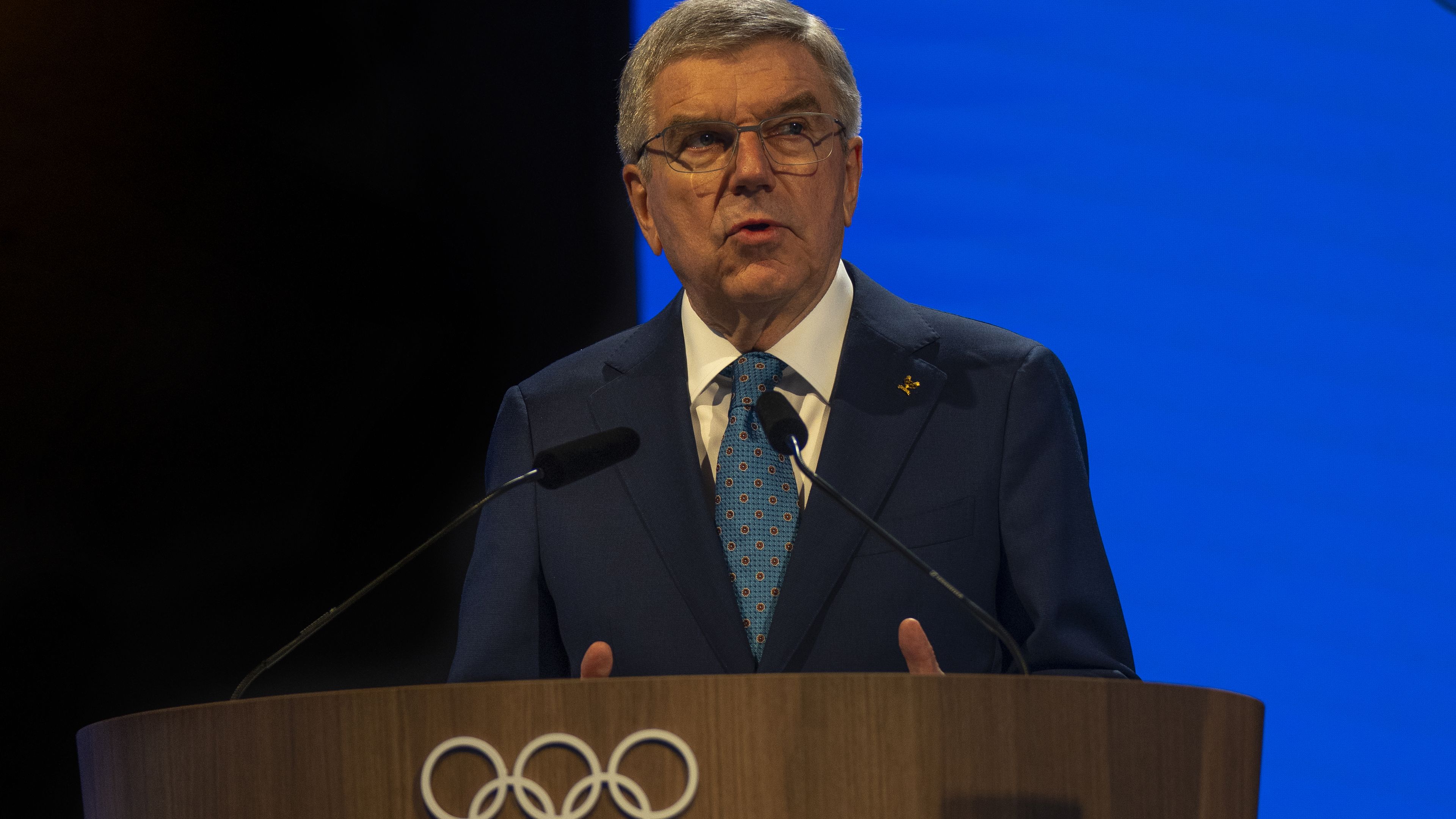 International Olympic Committee president Thomas Bach speaks at the 141st IOC session.