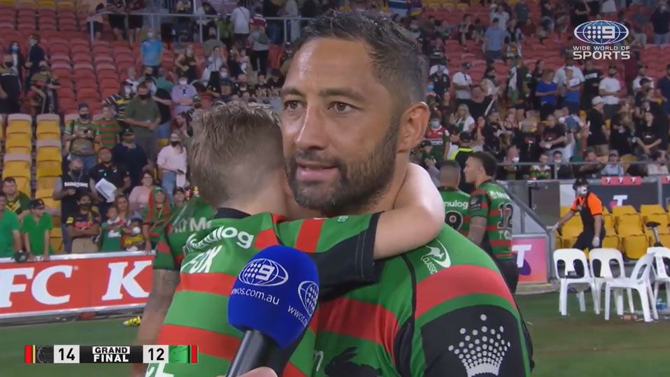 Benji Marshall speaks to Nine&#x27;s Darren Lockyer after the grand final.