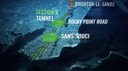 Section B of the motorway would run below Sans Souci. (9NEWS)