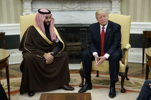 Then-deputy crown prince bin Salman meets US President Donald Trump.