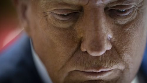 Donald Trump speaks during a news conference