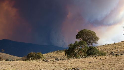 Views of the Orroral Valley fire in Namadgi National Park, south of Canberra.
