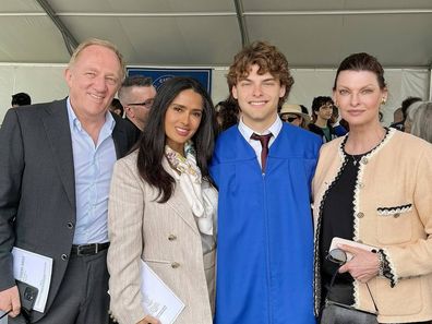 François-Henri Pinault, Salma Hayek, Augustin James Evangelista and Linda Evangelista