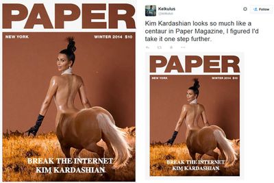 @Kelkulus: Kim Kardashian looks so much like a centaur in Paper Magazine, I figured I'd take it one step further.