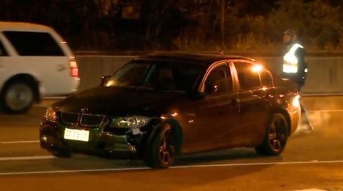 The black BMW first caught the attention of officers patrolling at Warriewood, just before 1am. Picture: 9NEWS