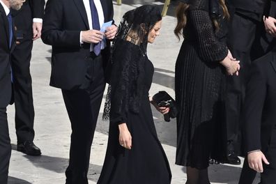 VATICAN CITY, VATICAN - MAY 18: Crown Princess Victoria of Sweden arrives ahead of the Inauguration Mass of Pope Leo XIV in St Peter's Square on May 18, 2025 in Vatican City, Vatican. Pope Leo XIV (formerly Cardinal Robert Francis Prevost) presided over his inauguration mass in St Peter's Square after his election on May 8th. (Photo by Antonio Masiello/Getty Images)