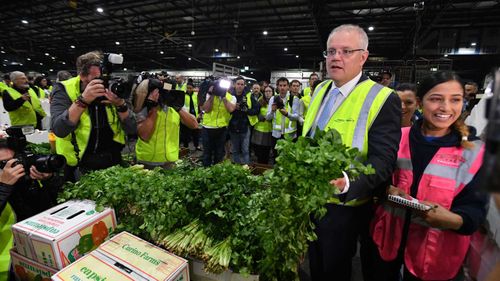 Scott Morrison and wife visit the Flemington markets in Sydney.