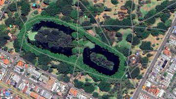 An aerial view of Hyde Park in Perth.