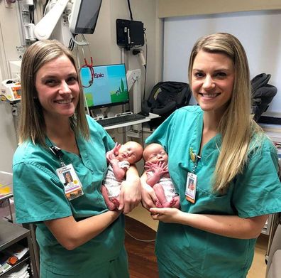 twin babies delivered by twin nurses 3