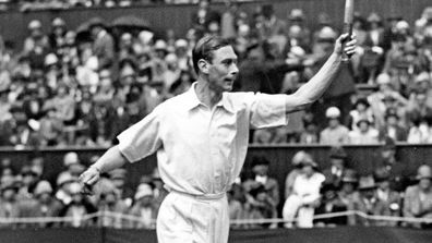 The Duke of York (later King George VI) competing in the All-England tennis championships at Wimbledon, 1926.  (Photo by Hulton Archive/Getty Images)