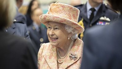 Queen Elizabeth II during a visit to Royal Air Force Marham, Norfolk official visit.