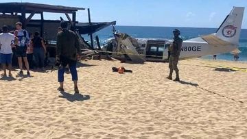 A plane carrying Canadian skydivers hit a beach in southern Mexico, killing a man on the ground