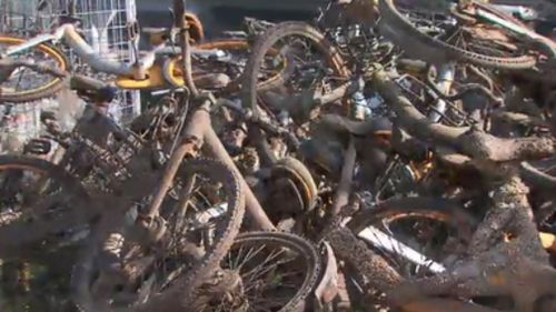 Bikes were among the objects removed from the river this week. (9NEWS)