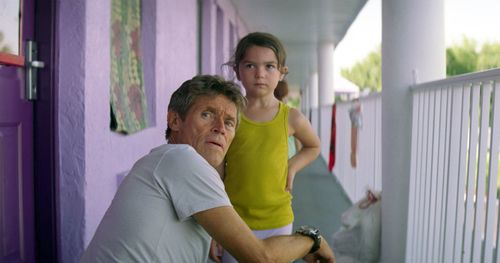 Willem Dafoe, left, and Brooklynn Prince in a scene from The Florida Project. (AAP)