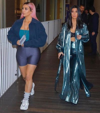 Kim Kardashian-West in Los Angeles with sister Kourtney Kardashian in January, 2018